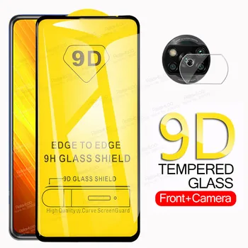 За xiaomi POCO X3 Glass 9D full лепило protective Glass xaomi xiomi poco x3 NFC x 3 pocox3 screen protector 2in1 Camera lens Film