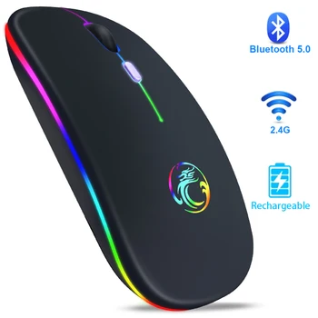 Безжична Мишка с Bluetooth RGB Мишката Акумулаторна Компютър Mause Безшумни Ергономични led Мишка USB оптична Мишка с подсветка за преносими КОМПЮТРИ