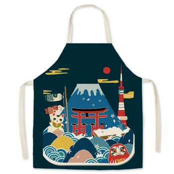 Японски стил укие-ъ хлопчатобумажный и ленена престилка Планината Фуджи домашен ресторант кухня маслостойкий дреха без ръкави