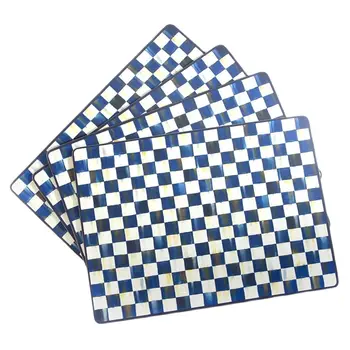 Royal Check Placemats ,Миещи Настолни Стелки, пакет от 4 Памук Клетчатых Тъкани салфетки Моющийся Топлоизолационна Кухненска маса