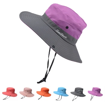Sun UV Защита UPF 50+ Sun до fisherman Hat Bucket Summer Men Women Large Wide Brim Боб Hiking Outdoor Hat with Chain