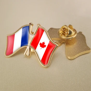Франция и Канада Кръстосани Двойни Знамена Приятелство Игли за Ревери Брошки Икони
