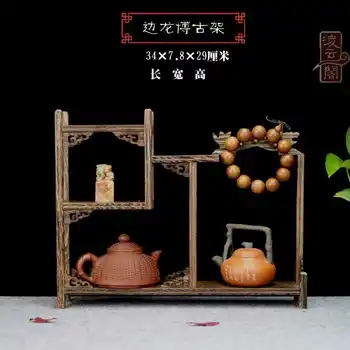 Гореща Продажба на Определени чай Компактен Дисплей Полк Древния Масив Дърво Скоба Duobao Палата База Комбинация Чаена поставка