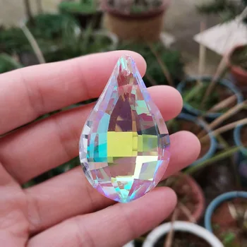 2 елемента Crystal Prism Виси Suncatcher за Украса на Прозорци 50 мм AB-Color Стъклен Полилей Част DIY Home Wedding Decor Украшение