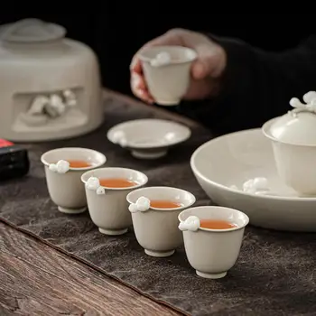 PINNY Retro Plant Ash Glaze Керамични Чаши Чай Китайски Кунг-Фу Чаени Чаши Пигментированный Цвете Сливи, Чаена чаша
