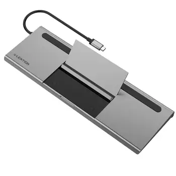 Докинг станция USB C с 100 W PD, 4K, HDMI/DisplayPort, VGA, Ethernet, Четец на карти, USB 3.0, Aux адаптер за 2020 MacBook Pro