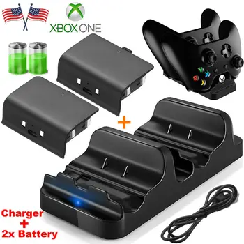 Двойно Зареждане Dock Станция Контролер Зарядно Устройство с 2x Акумулаторна Батерия Част USB зарядно устройство за Xbox One Игри Зарядно Устройство