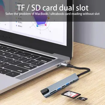 USB C Хъб Type-C 3.1 to 4K, HDMI-Съвместим RJ-45 на USB SD/TF Card Reader PD Fast Charge 8-in-1 USB Dock За MacBook Air Pro PC HUB