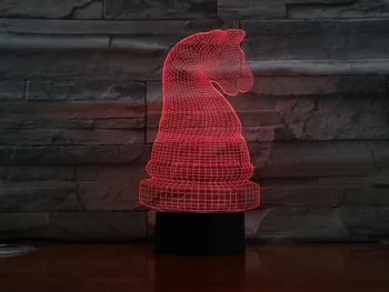 3D Шах Леярство Настолна Лампа 7 Промяна на Цвета лека нощ Кон Шах LED Лампа Подарък Нощни Сън Осветление за Интериор на Спалнята