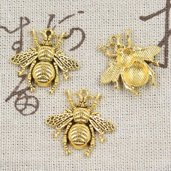 15шт Окачване Медоносная Пчела Пчелен Шершень Мед 25x25 мм Античен Бронз Сребърен Цвят Окачване САМ да Прави Изводи Ръчно изработени Тибетски Бижута