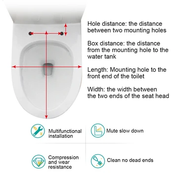 Седалка За тоалетна чиния Тежки Тясна Продълговата Универсални Сгъстено Баня Удобна Кръгла Бавно Лесно Почистване на Различни Стилове ТИП U