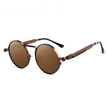 2021 New Vintage Round Готически Steampunk Слънчеви Очила на Мъже, Жени и Модерен Дизайн Метална Дограма за Огледало Слънчеви Очила За Мъже UV400