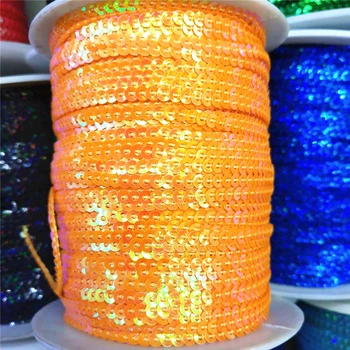 10Yard 3 мм Губим Пайета Trim For Crafts Пайета Ribbon Flake String САМ jewelery costume Orange AB