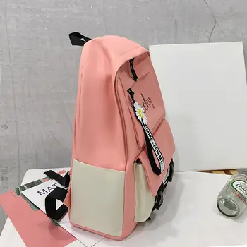 Canvas Girls Fashion Schoolbag Large Capacity Студентски Korean Backpack All-match Multifunctional 4 Piece Set Bolsa Sac A Dos