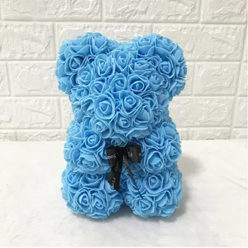 Dropshipping 25cm Teddy Rose Bear Изкуствени цветя, Роза Мечка Коледна Украса за Дома на Валентин Женски подаръци 2021