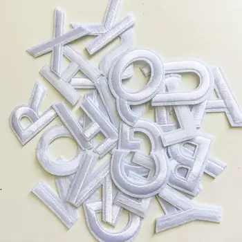 1бр Бели Букви Шиене На Бродирани Кръпка Азбука Апликация желязо върху Буквите на Името на Петна направи си Сам