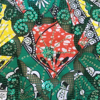 Анна Зелена африканска чиста лейси нигерийская плат с бродерия с пайети плат френски дебели окото ремък дизайн 5 ярда/бр за шиене