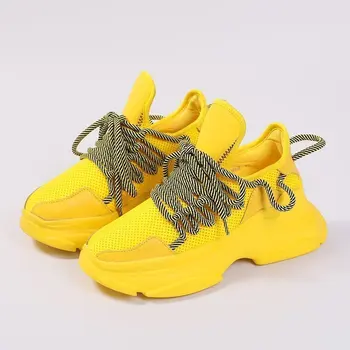 Бели Набит Маратонки Дишаща Мода Размер на 40 Дамски обувки Маратонки Жълти дамски Маратонки За Ходене Тенис Masculino Есен 2020