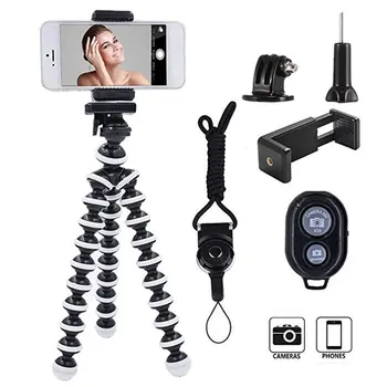 Черен Мини Октопод Статив, Стойка Камера на Мобилен Телефон Стативи Настолна Поставка за GoPro Hero 7 6 5 Action Cam на Притежателя