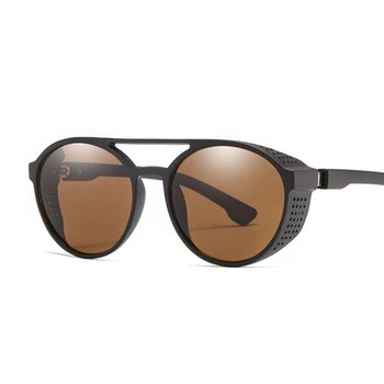 Ретро Кръг Steampunk Слънчеви Очила Дамски Странични Защитни Очила Метална Рамка Готически Огледален Обектив Мъжки Слънчеви Очила