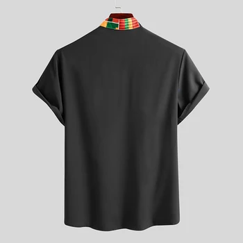 Лятна Етническа Стилна печатна Риза Мъжете С Къс Ръкав 2021 Африканска Облекло Dashiki Върховете Щанд Яка Градинска Облекло Camisa 3XL