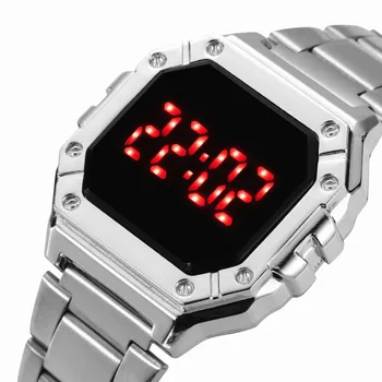 Златни Часовници Мъжки Луксозни Цифрови Електронни LED Часовник с Каишка за Часовник от Неръждаема Стомана Спортни Часовници за жени, Мъже reloj hombre