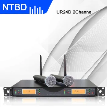 NTBD Stage Performance Home KTV True Долу UR24D UHF Професионален Безжичен Микрофон Слушалки/Lavalier Автоматично FM Динамичен