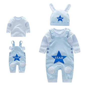 Baby Girl Clothes Sets for Toddle Boys Blue Върховете+Гащеризон Екипировки Сладки Новородени Summe Костюми Испански Детски Гащеризон Облекло