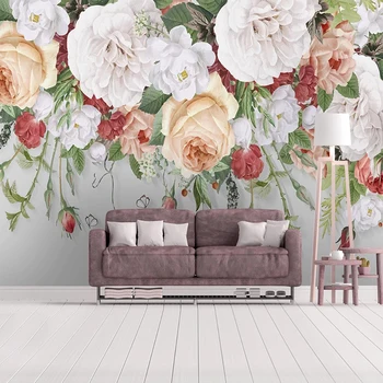 Потребителски 3D Стенописи Тапети За Хола Спални Фон на Стената за Декорация на Дома Мода Розата е Цветето на Снимката Тапети и Модерни