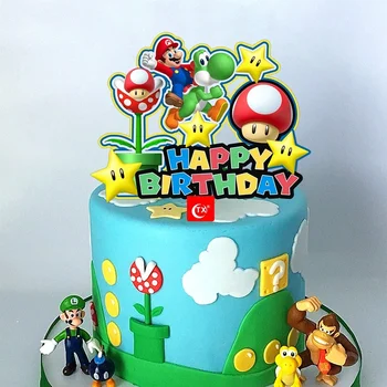Супер Марио игра аниме mario bros Luigi Yoshi Bowser Cupcake Торта части за Децата Торта за Рожден Ден Украса доставка на подаръци