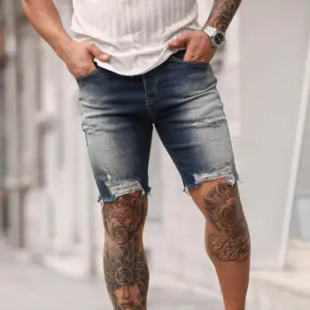 70% от Hot Продавам Shorts Broken Cool Knee-length Destroyed Men Jean Shorts for Daily Life