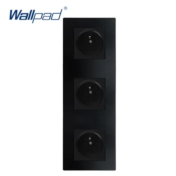 3 EU French Black Socket Wallpad Luxury Wall Power Електрически контакти Контакти PC Панел