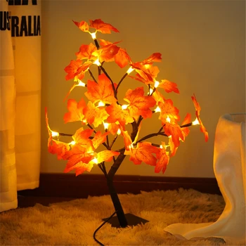LED Настолна Лампа Rose Flower Tree Светлини USB Фея Maple Leaf Night Light For Home Party Коледа Christmas Wedding Bedroom Decoration