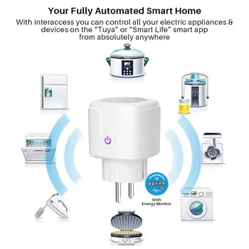 WiFi Smart Plug 16A EU Socket Sasha Smart Life APP Работа с Алекса Google Home Помощник на Гласово управление Power Monitor Timing