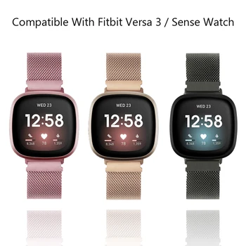 Магнитна линия Каишка от Неръждаема стомана за Fitbit versa 3 Smart Watch Band Подмяна на Мек колан за Fitbit Sense Metal wirstband