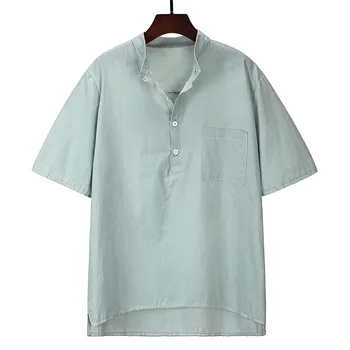 2021 Нов Мъжки Бельо V Образно деколте еластична превръзка тениски Мъжки Плътен Цвят С Дълги Ръкави Ежедневни Памучни Бельо тениска Върховете