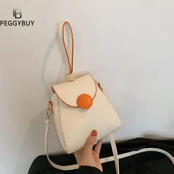 2021 Гореща Малък Портфейл Дамски Чанти Мода Жените ПУ Мини Рамото Crossbody Чанта Ежедневни Контрастен Цвят на Капак на Чантата