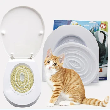 Котка Training Toilet Seat Cat Toilet Training Kit Kitteen Let Free Trainer Sand Cat Tray Mat Toilet Pet Trainer Тоалетен Устройство