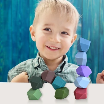 Детски Jengo Color Building Blocks Toy Balance Stacking Montessori Educational Silicone Stone Early Education Toys