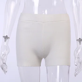 2020 Fashion New Women Solid Bodycon Shorts Slim Sexy Women Summer Slim Black White Kintted Shorts