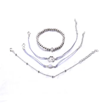 Modyle Бохемска Boho Fashion Собственоръчно Сърце Ocean Map Bracelet Sets Women Grey Въже, Верига Гривни, Бижута Коледен подарък
