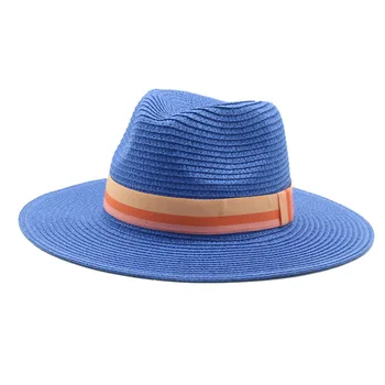 летните слънчеви шапки ръчно изработени сламени на жените и мъжете твърди слънчеви шапки широки полета поясная лента ежедневни открит плаж с жълт червен син на слънцето сламени шапки