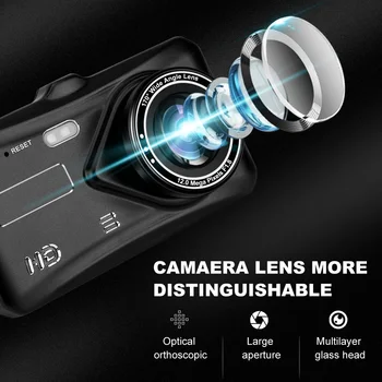 4-Инчов IPS Сензорен Екран Автомобилен Видеорекордер DVR Камера с Двойна Леща Full HD 1080P 170 Градуса Dash Cam Night Vision G-Sensor един dashcam