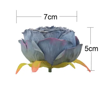 50шт 7 см Високо Качество Изкуствена Коприна Розата е Цветето на Главата За Домашно Сватбена Украса САМ Венец Цвете на Стената на Доставка на Фалшиви Цветя