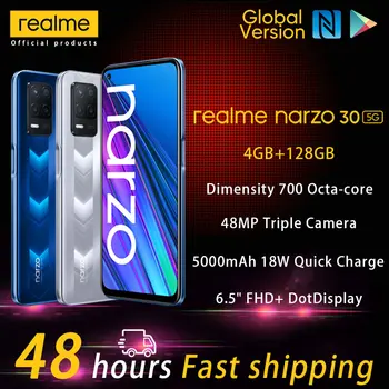 Realme Narzo 30 5G Global Version Smart phone NFC 4GB 128GB 5000mAh 48MP Triple Smart Camera Cellphone Pre-sale World Premiere