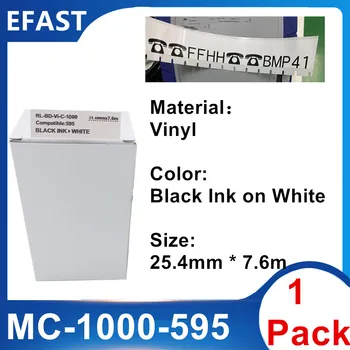1 Опаковка MC 1000 595 Vinyl Издател Ribbon Maker Черно На бяло, За BMP-41 BMP-51 BMP-53 PC-Linked Printer