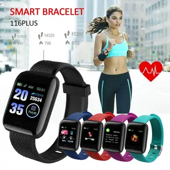 1PC 116PLUS Smart Bracelet Watch Color Screen Heart Rate Blood Pressure Monitoring Track Movement Водоустойчив Персонализиран Екран