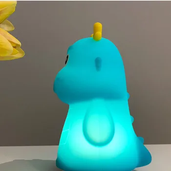 Динозавър LED Night Light Силикон Дракон Лампа Сензорен екран Сензор за Цветни USB Акумулаторна Спалня Нощна Лампа за Децата Детски Подарък