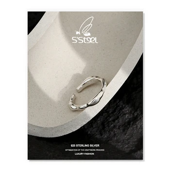 S ' Steel Trendy Ring For Women Sterling Silver 925 Minimalist Irregular Собственоръчно Open Rings Joyas De Plata 925 Mujer Fine Jewelry