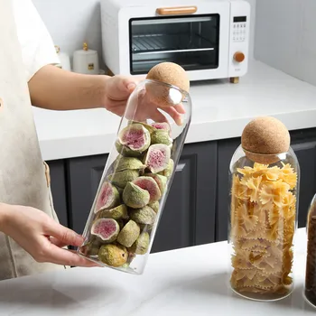Топчето накрайник стъклен чайник домакински стъкло резервоар за съхранение на висок боросиликатное стъкло зърнени закуски за съхранение на бутилки